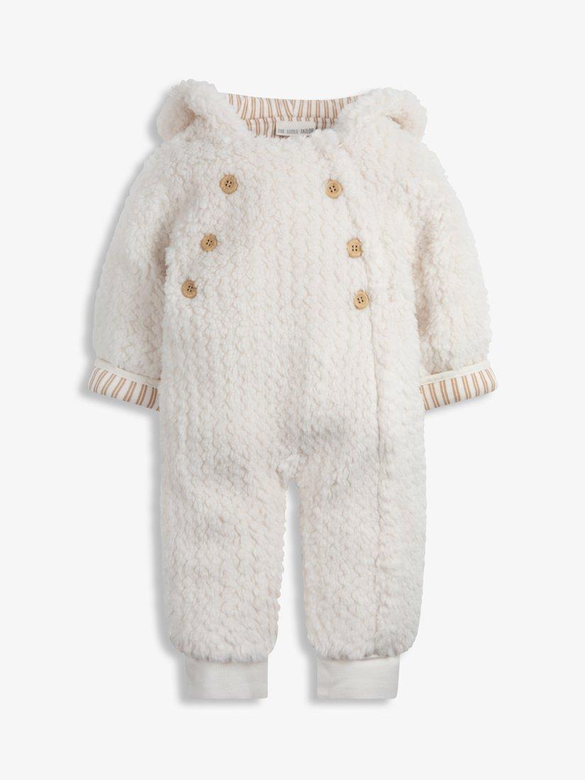 Product image 1 of 8, which shows The Little Tailor Baby Sherpa Fleece Bodysuit, Cream, 0-3 months