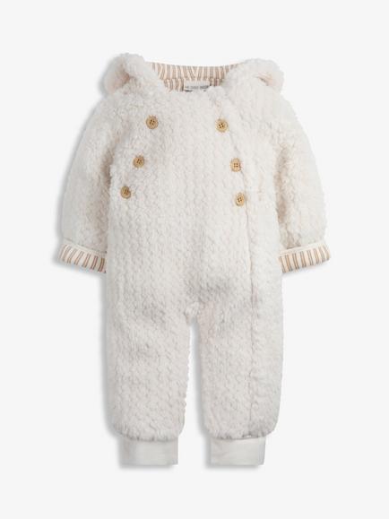 The Little Tailor Baby Sherpa Fleece Bodysuit, Cream