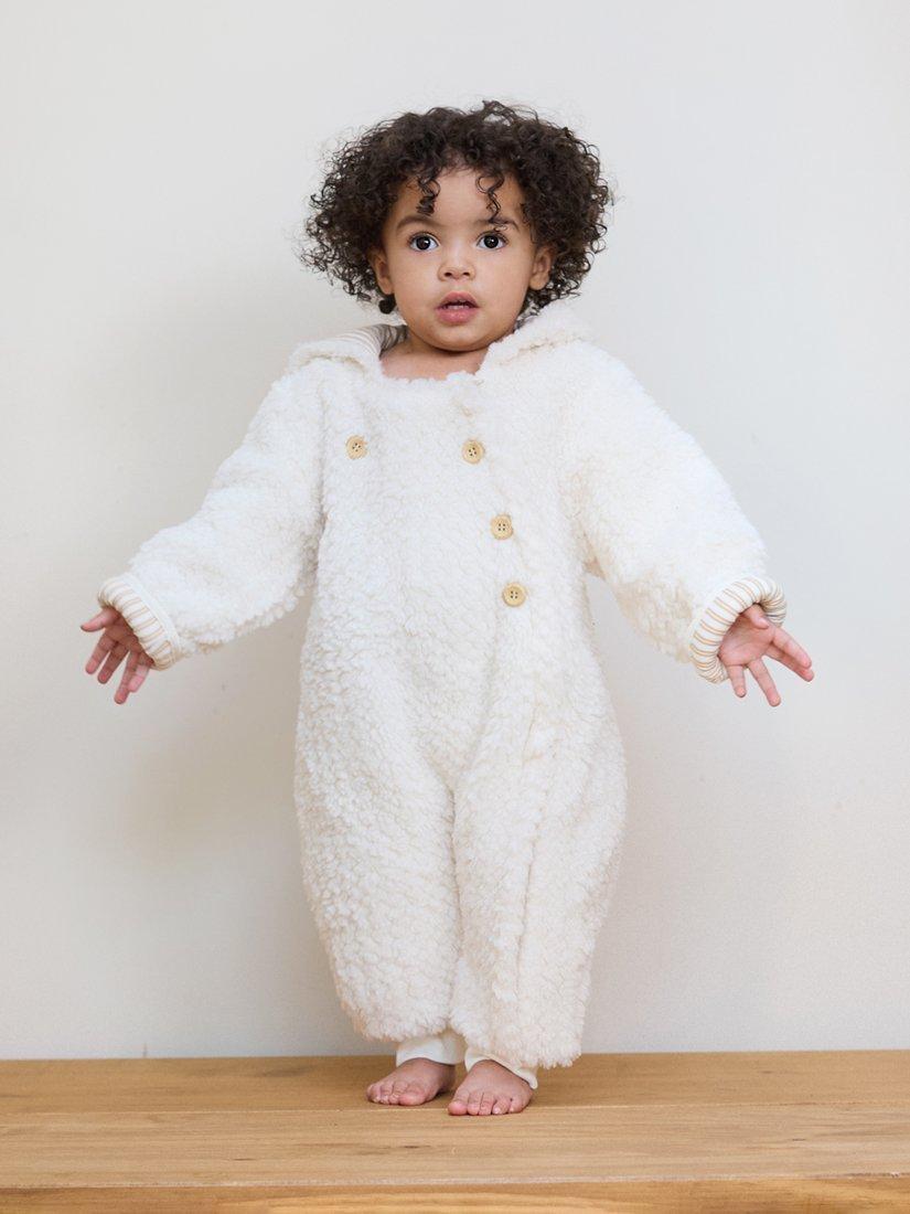 Product image 5 of 8, which shows The Little Tailor Baby Sherpa Fleece Bodysuit, Cream, 0-3 months