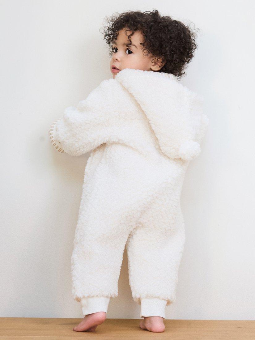 Product image 6 of 8, which shows The Little Tailor Baby Sherpa Fleece Bodysuit, Cream, 0-3 months