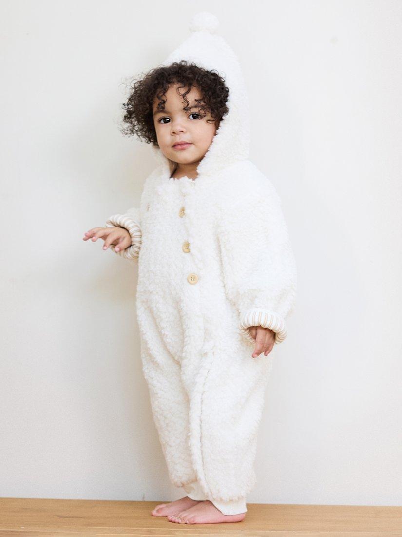 Product image 7 of 8, which shows The Little Tailor Baby Sherpa Fleece Bodysuit, Cream, 0-3 months