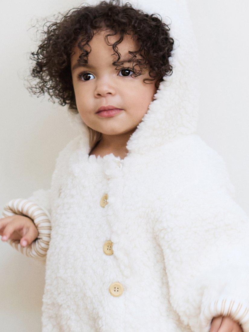 Product image 8 of 8, which shows The Little Tailor Baby Sherpa Fleece Bodysuit, Cream, 0-3 months