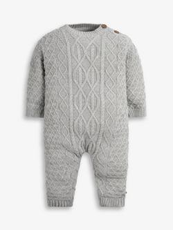 The Little Tailor Baby Cable Knit Romper & Hat Set - view 2, Grey