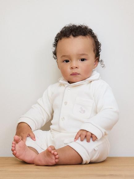 The Little Tailor Baby Velour Onesie, Cream