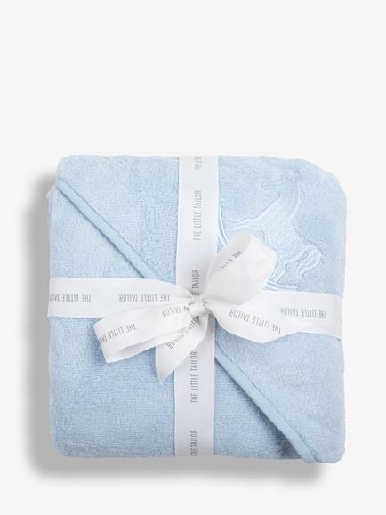 The Little Tailor Baby Cotton Hooded Bath Towel, Blue