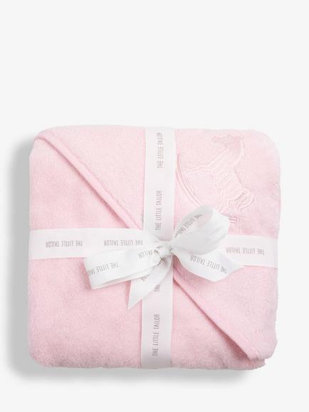 The Little Tailor Baby Cotton Hooded Bath Towel, Pink