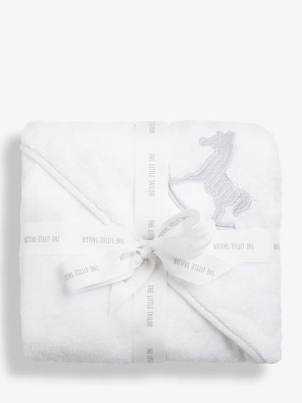 The Little Tailor Baby Cotton Hooded Bath Towel, White