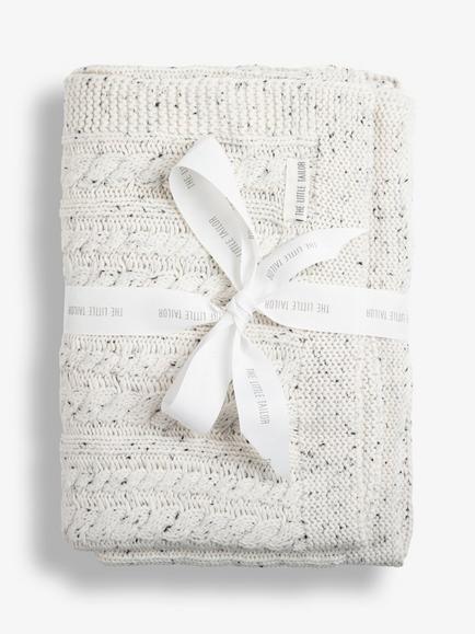 The Little Tailor Baby Cable Knit Blanket - view 2, Oatmeal