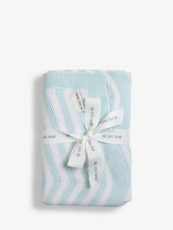 The Little Tailor Chevron Knitted Baby Blanket, Blue