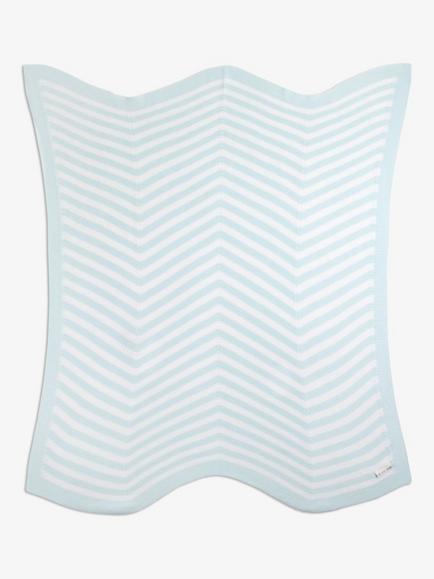 The Little Tailor Chevron Knitted Baby Blanket - view 2, Blue
