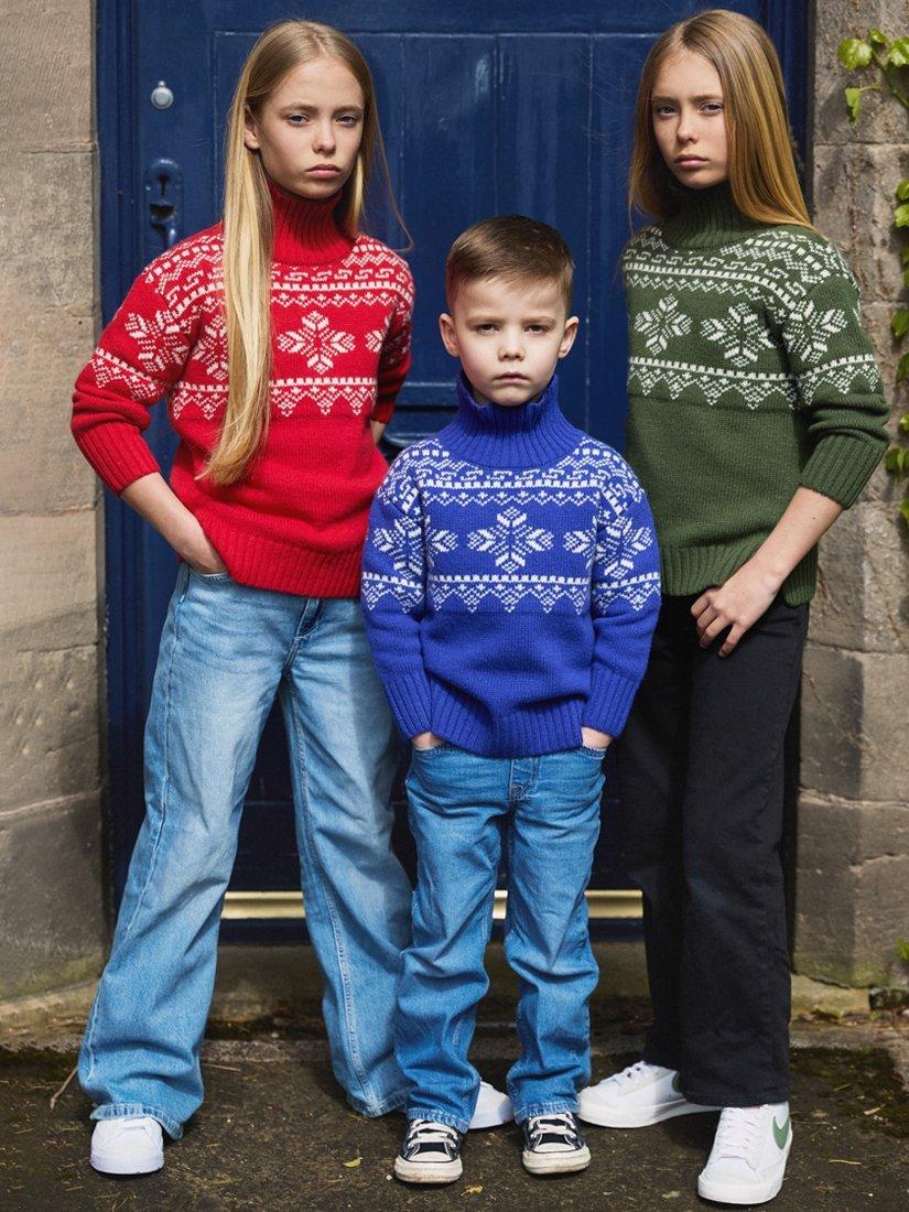 Product image 2 of 4, which shows The Little Tailor Kids' Cotton Slouch Jumper, Blue, 18-24 months