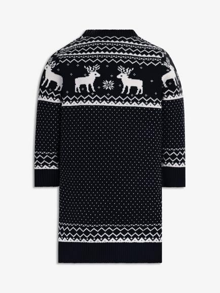 The Little Tailor Kids' Fair Isle Jumper Dress, Navy/White - view 2, Navy/White