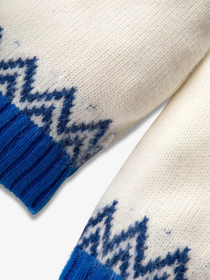 Product image 5 of 5, which shows The Little Tailor Kids' Wool Blend Fair Isle Diamond Jumper, Blue/Cream, 2-3 years