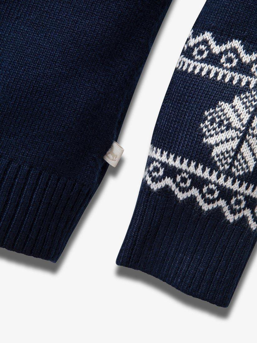 Product image 3 of 4, which shows The Little Tailor Kids' Snowflake Slim Fit Jumper, Navy, 4-5 years