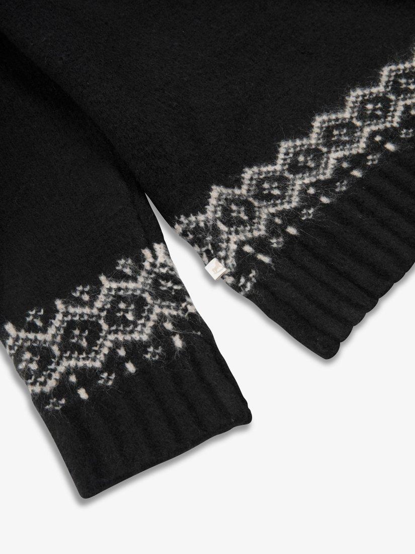 Product image 4 of 4, which shows The Little Tailor Kids' Funnel Neck Snowflake Fair Isle Jumper, Black, 2-3 years