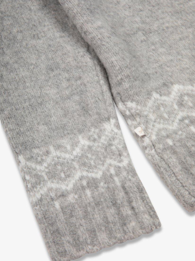Product image 4 of 4, which shows The Little Tailor Kids' Funnel Neck Snowflake Fair Isle Jumper, Grey, 2-3 years