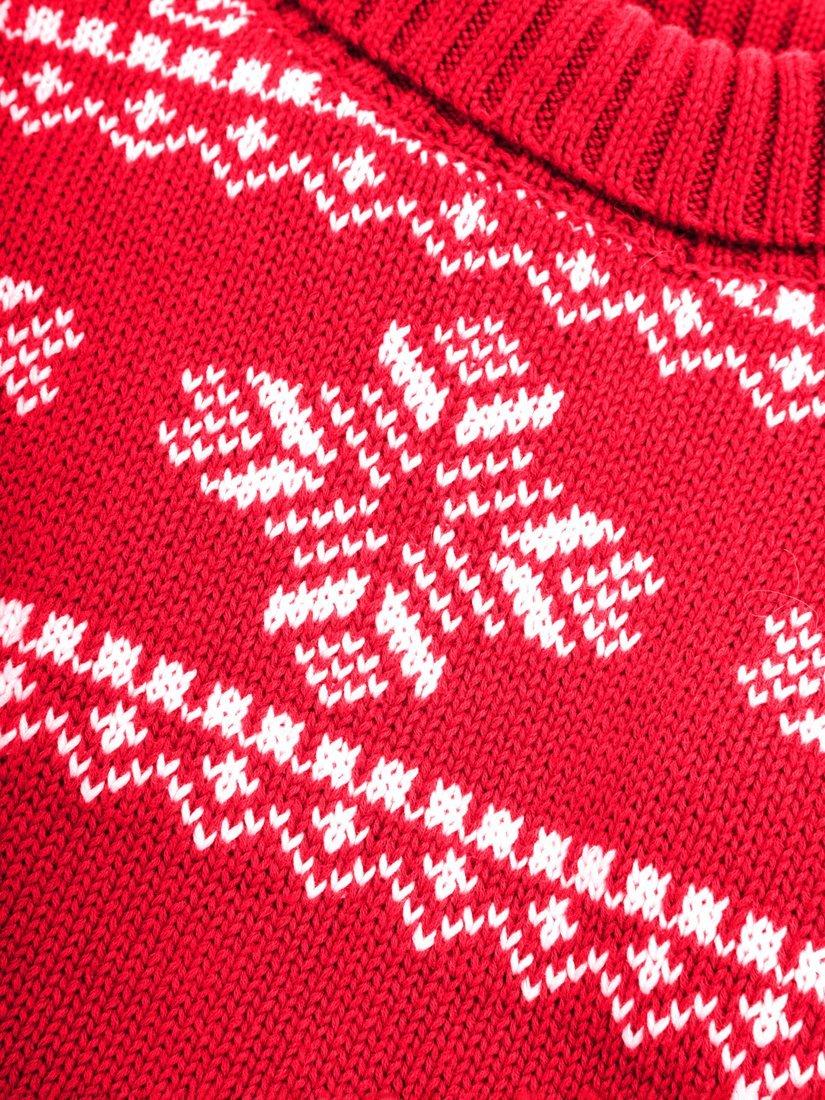 Product image 4 of 5, which shows The Little Tailor Kids' Snowflake Cotton Jumper, Red, 18-24 months