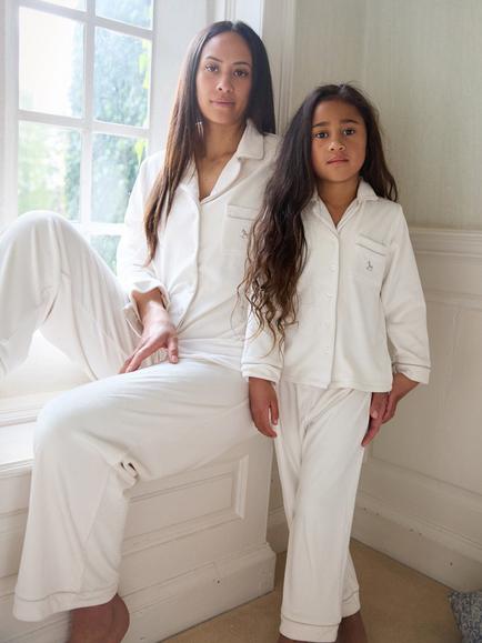 The Little Tailor Kids' Velour Pyjama Set - view 2, Cream