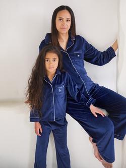 The Little Tailor Kids' Velour Pyjama Set - view 2, Navy