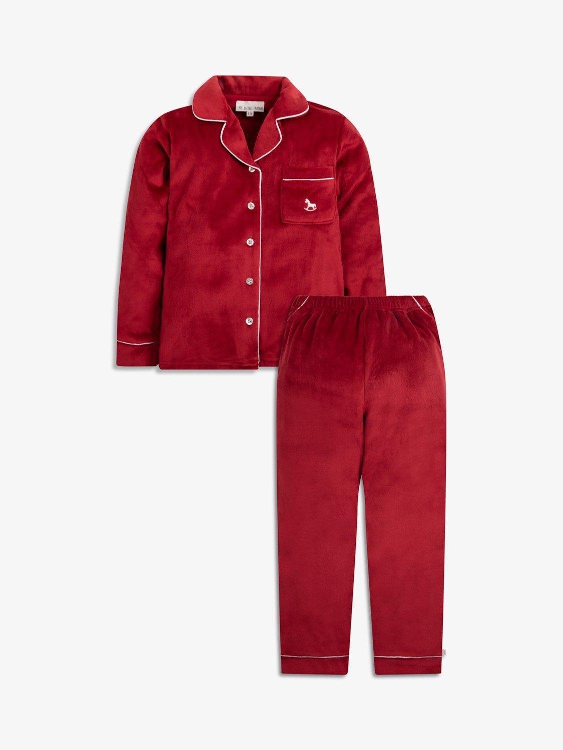 Product image 3 of 11, which shows The Little Tailor Kids' Velour Pyjama Set, Red, 2-3 years