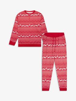 The Little Tailor Reindeer Christmas Fairisle Pyjamas, Red