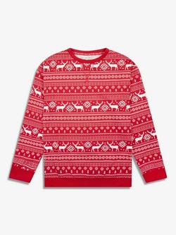 The Little Tailor Reindeer Christmas Fairisle Pyjamas - view 2, Red