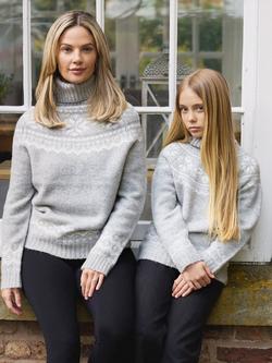 The Little Tailor Snowflake Fair Isle Chunky Funnel Neck Jumper - view 2, Grey