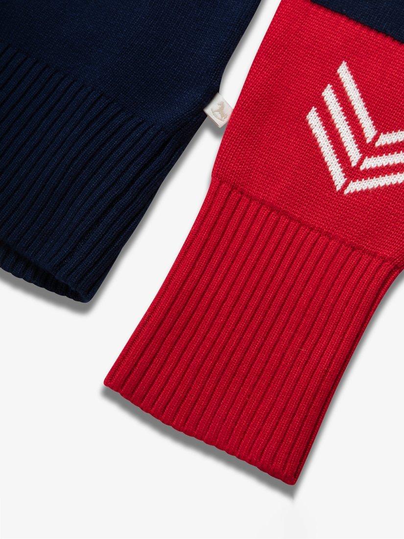 Product image 7 of 7, which shows The Little Tailor Slim Fit Roll Neck Jumper , Navy/Red, XS