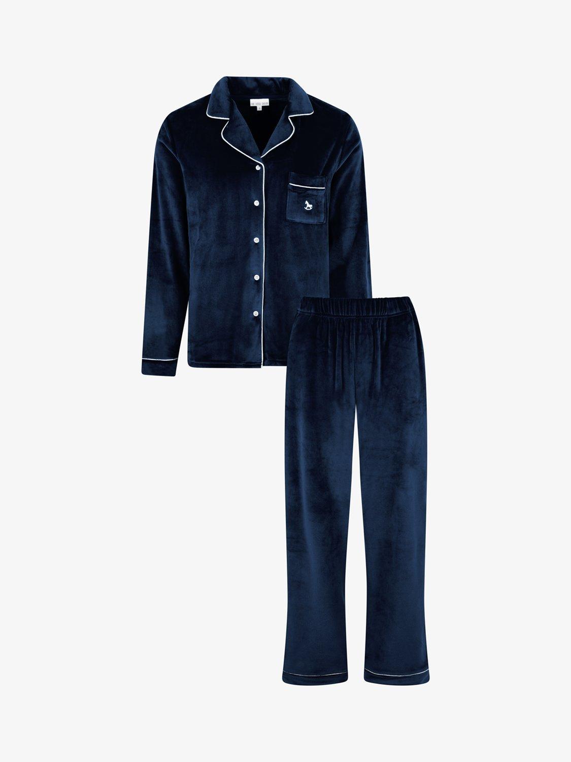 Product image 3 of 11, which shows The Little Tailor Velour Pyjama Set, Navy, S