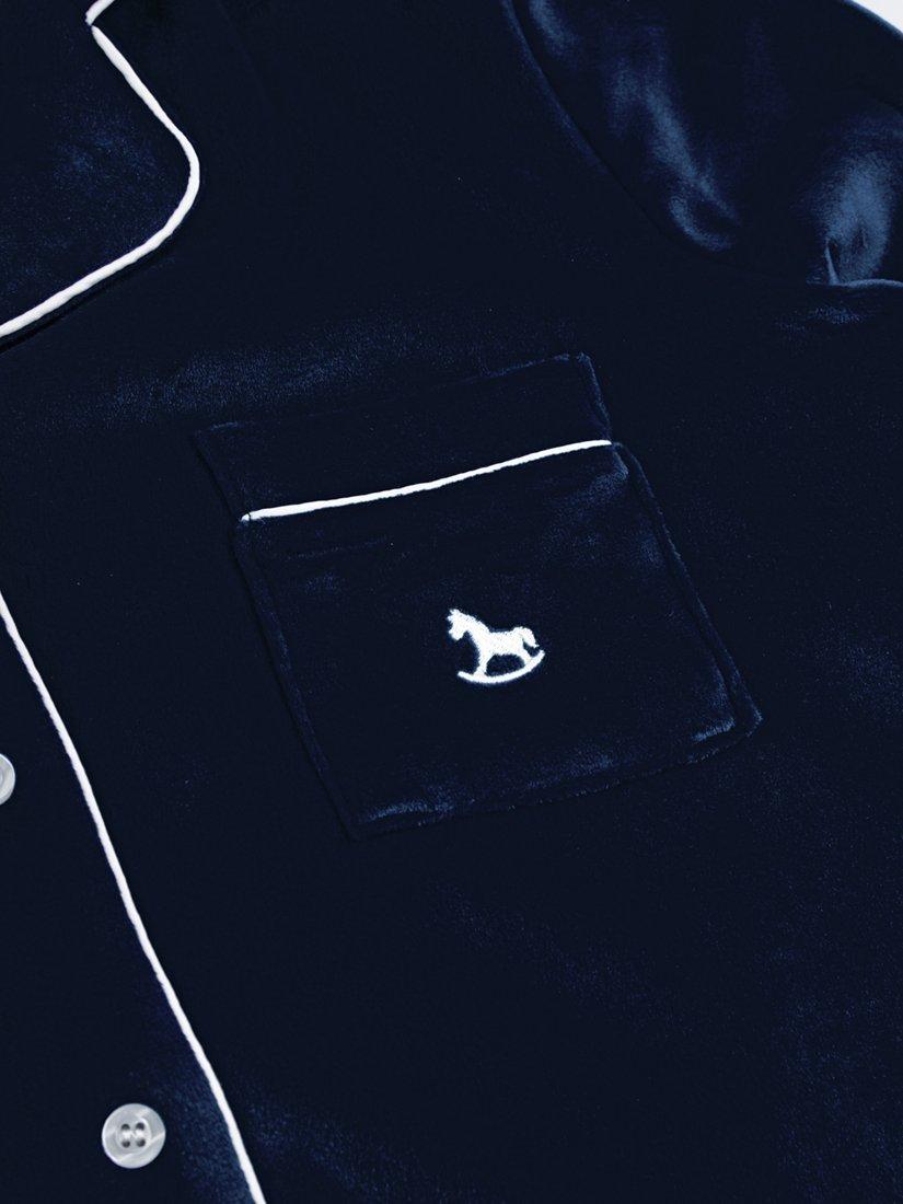 Product image 9 of 11, which shows The Little Tailor Velour Pyjama Set, Navy, S