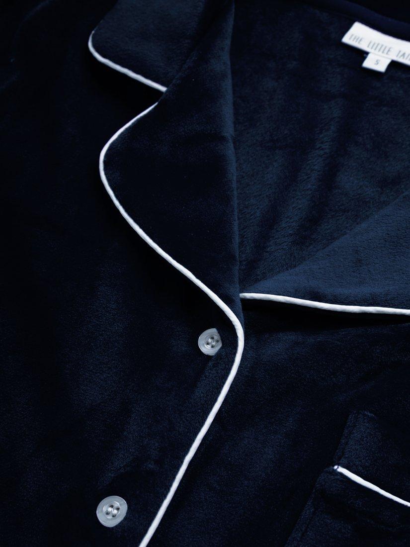 Product image 10 of 11, which shows The Little Tailor Velour Pyjama Set, Navy, S
