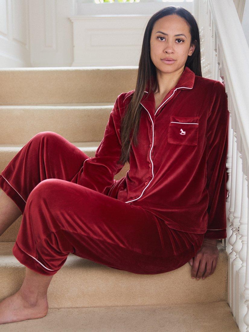Product image 1 of 11, which shows The Little Tailor Velour Pyjama Set, Red, S