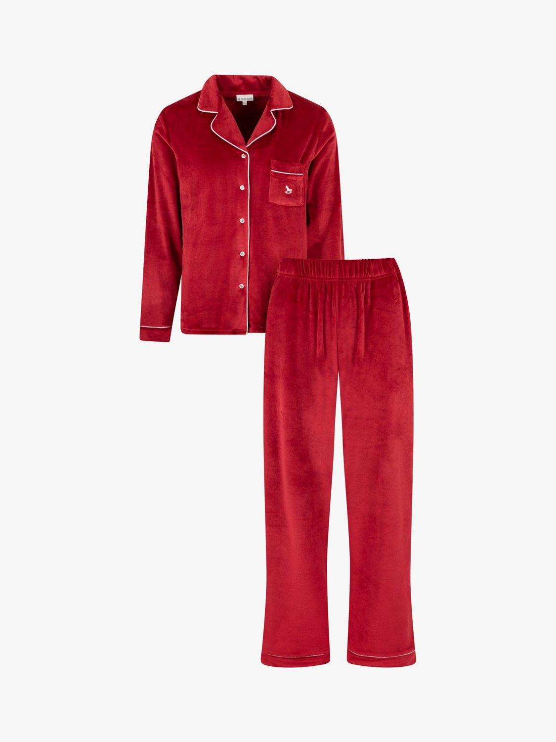 Product image 4 of 11, which shows The Little Tailor Velour Pyjama Set, Red, S