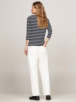 Tommy Hilfiger Cody Stripe Boat Neck Tee, Desert Sky/Ecru - view 2, Desert Sky/Ecru