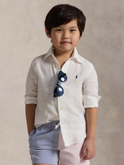 Polo Ralph Lauren Kids' Linen Sport Shirt, White, White