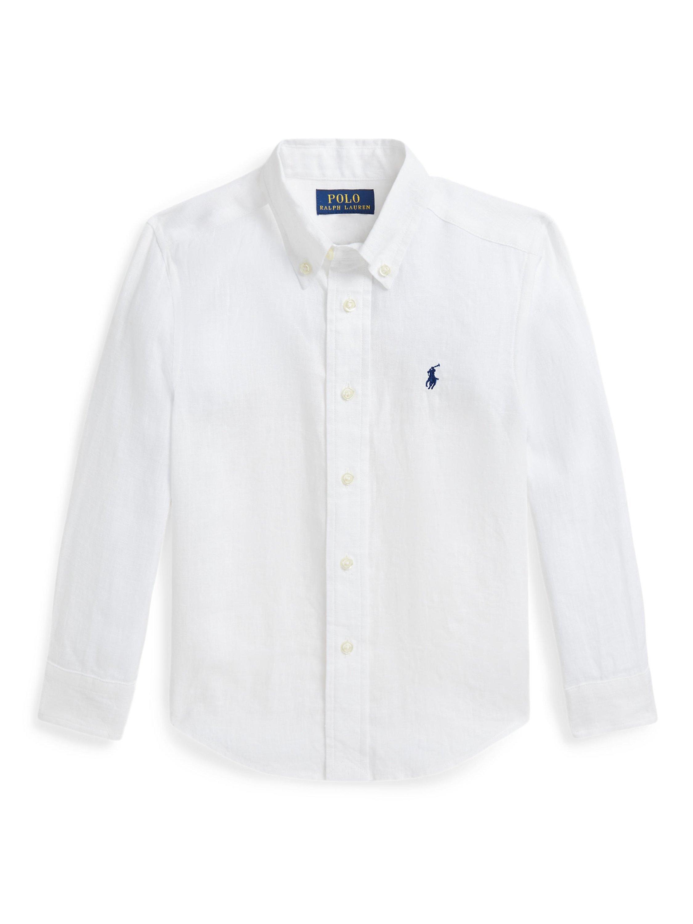 Product image 3 of 8, which shows Polo Ralph Lauren Kids' Linen Sport Shirt, White, 2 years