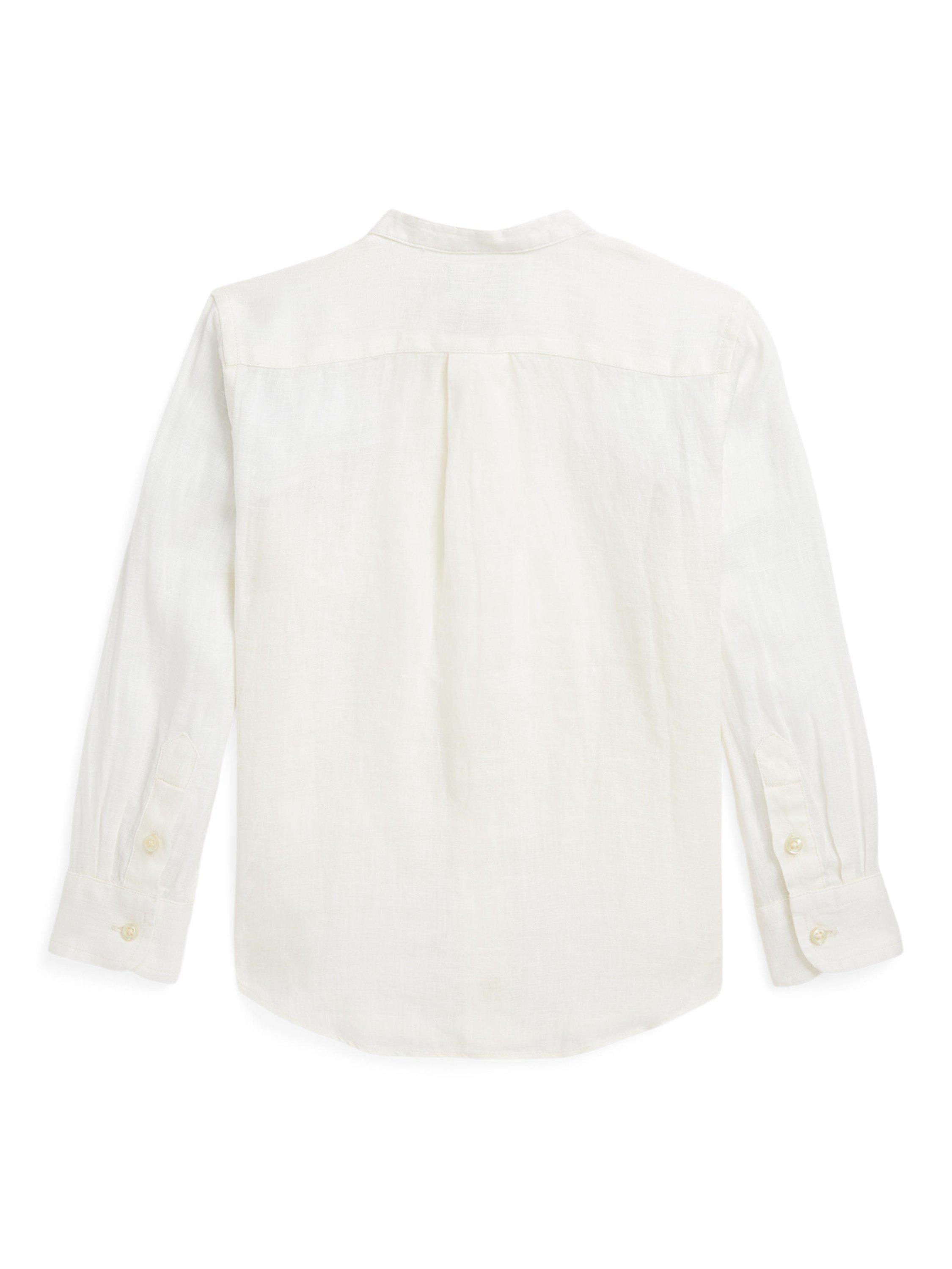 Product image 4 of 8, which shows Polo Ralph Lauren Kids' Linen Sport Shirt, White, 2 years