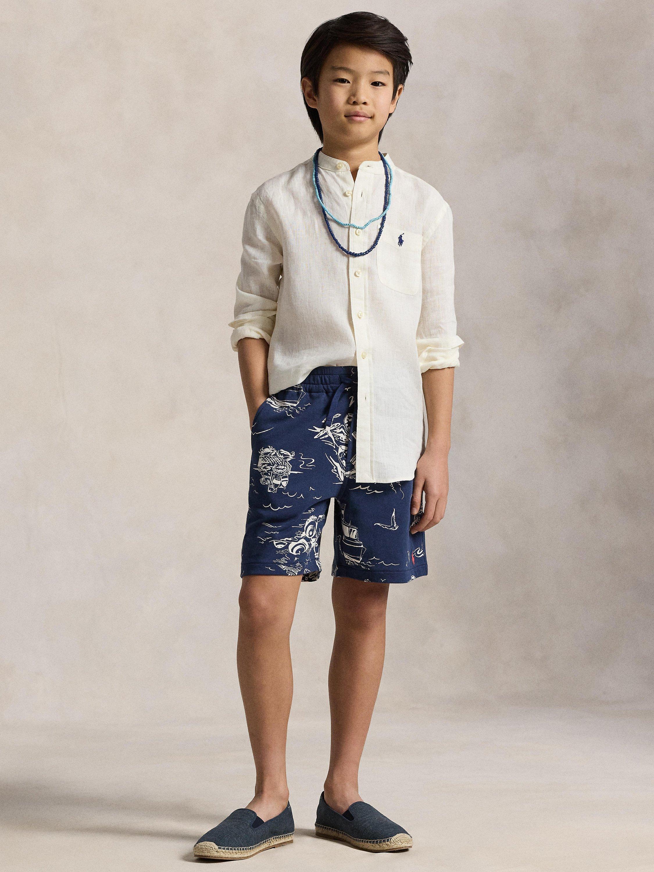 Product image 6 of 8, which shows Polo Ralph Lauren Kids' Linen Sport Shirt, White, 2 years