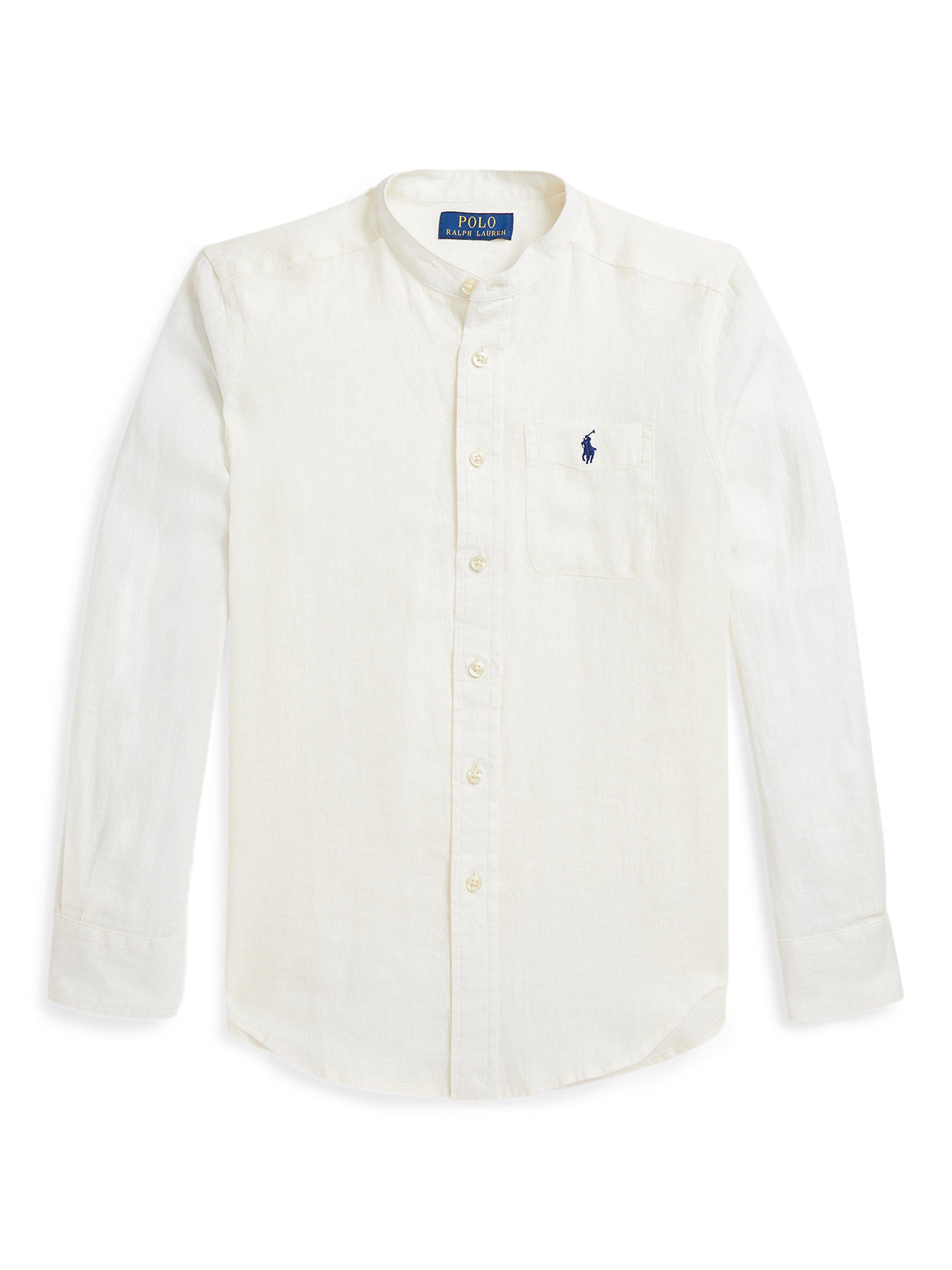 Product image 7 of 8, which shows Polo Ralph Lauren Kids' Linen Sport Shirt, White, 2 years