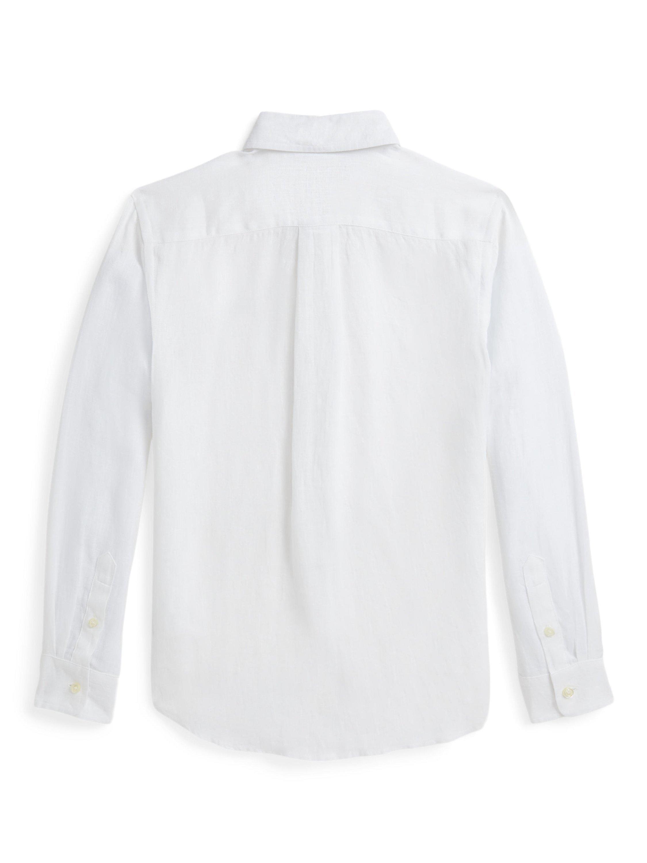 Product image 8 of 8, which shows Polo Ralph Lauren Kids' Linen Sport Shirt, White, 2 years