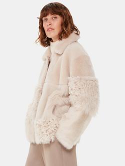 Whistles Hema Shearling Jacket, Ivory, Ivory