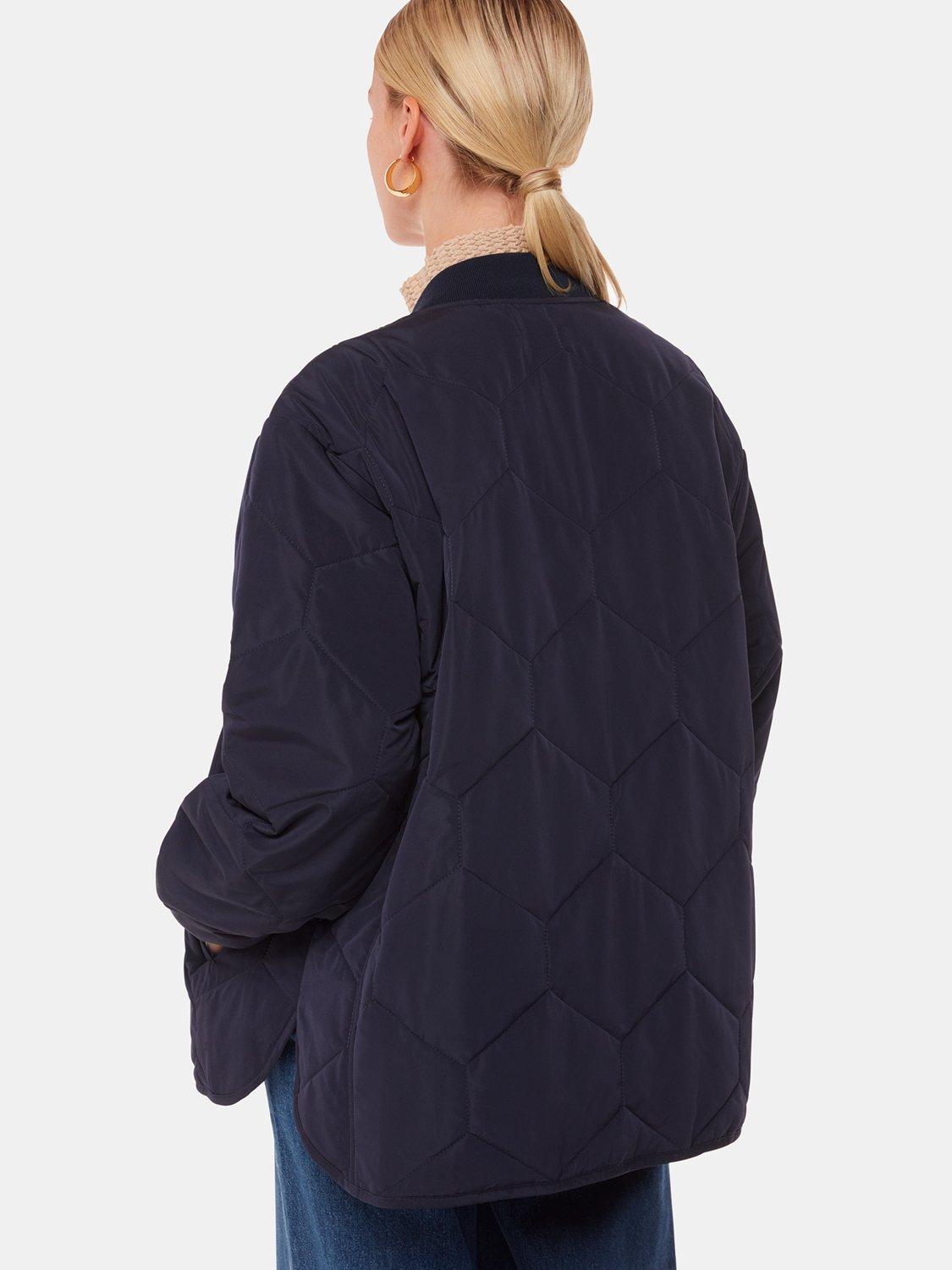 Product image 2 of 5, which shows Whistles Ida Short Quilted Coat, Navy, XS