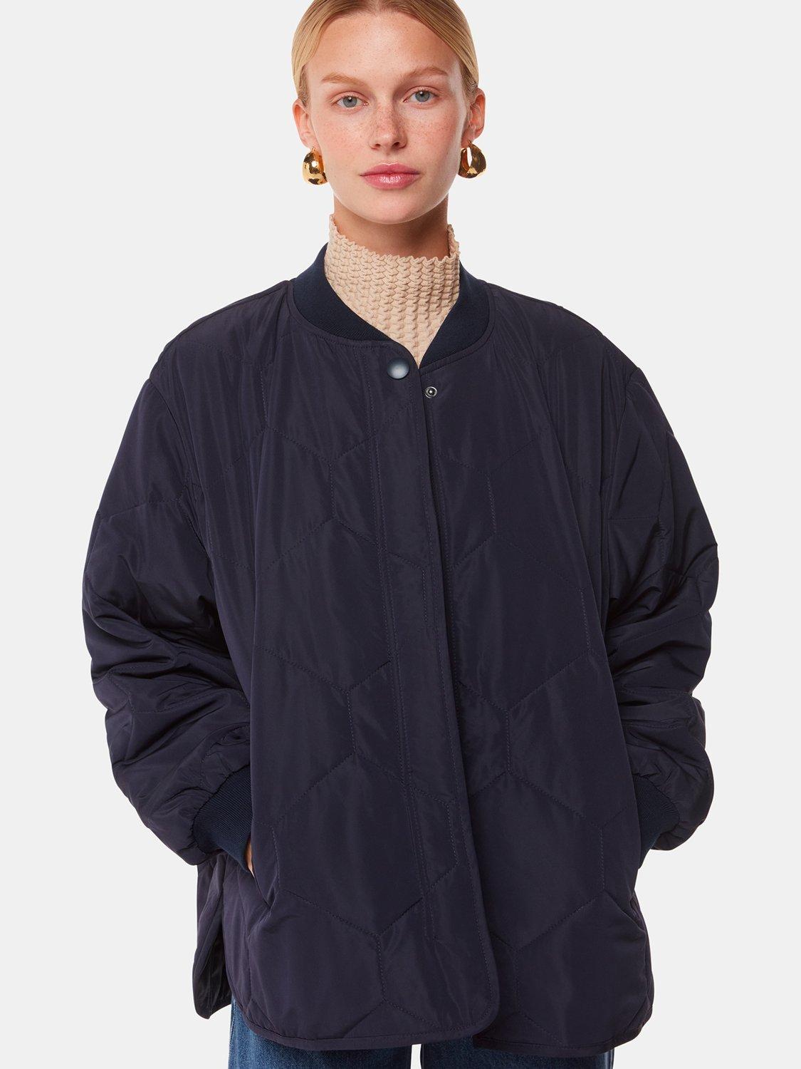 Product image 4 of 5, which shows Whistles Ida Short Quilted Coat, Navy, XS