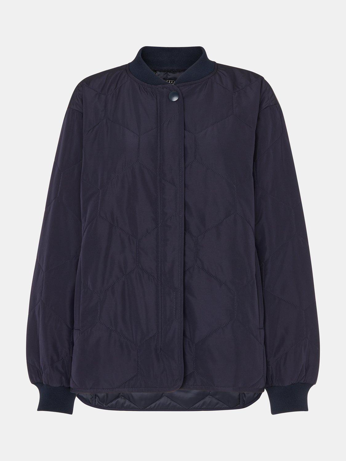 Product image 5 of 5, which shows Whistles Ida Short Quilted Coat, Navy, XS