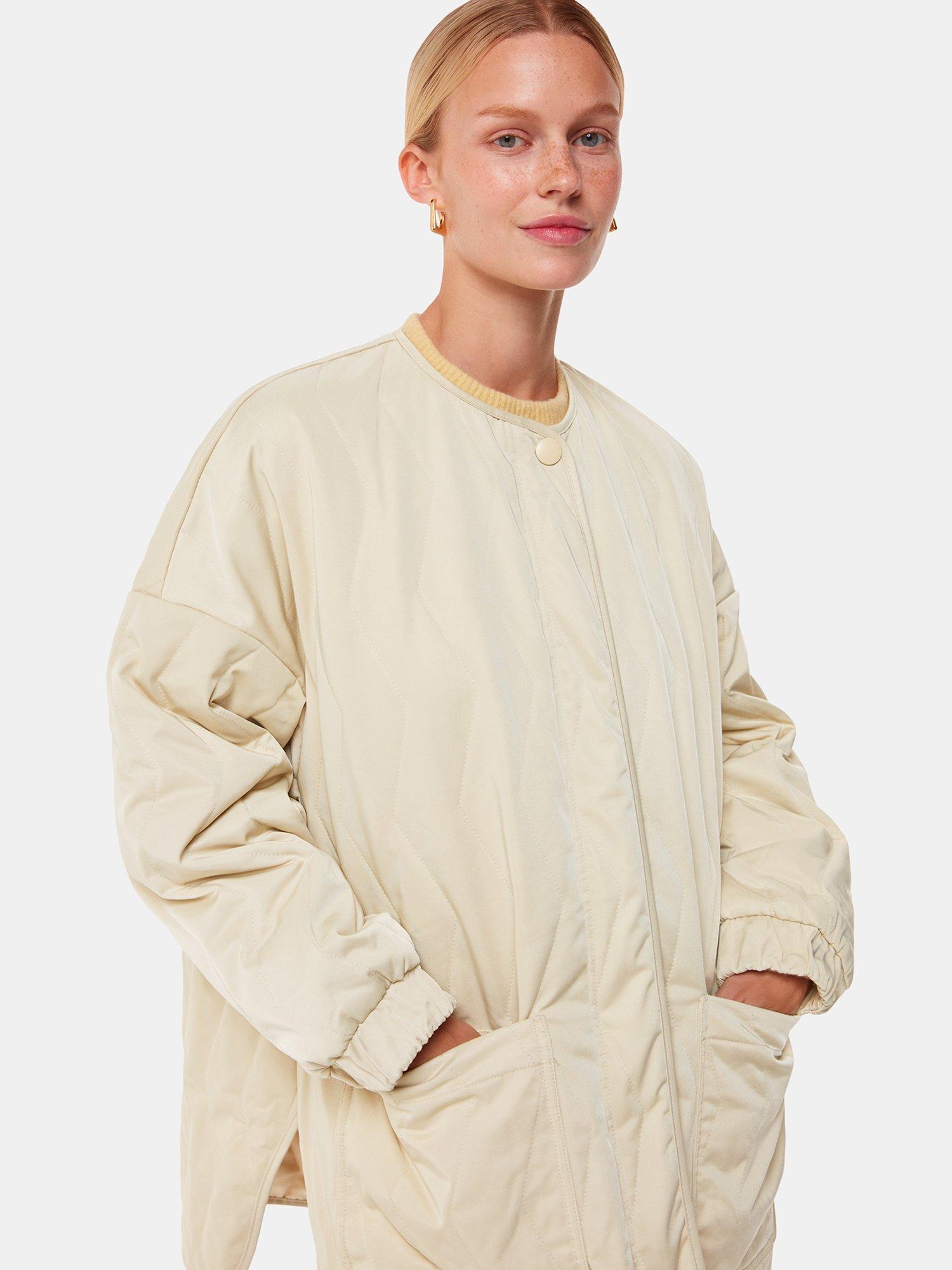 Product image 1 of 5, which shows Whistles Esther Quilted Coat, Neutral, L