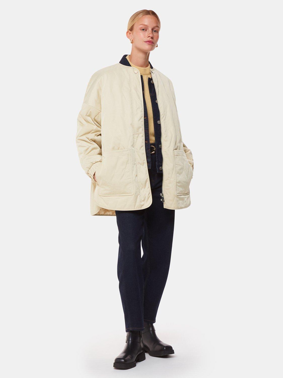 Product image 3 of 5, which shows Whistles Esther Quilted Coat, Neutral, L