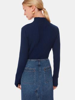 Whistles Textured Detail Jumper, Navy - view 2, Navy