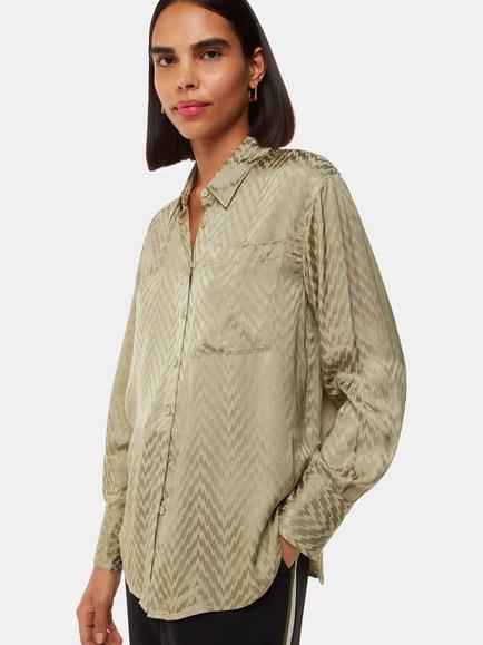 Whistles Jacquard Zig Zag Shirt, Khaki, Khaki