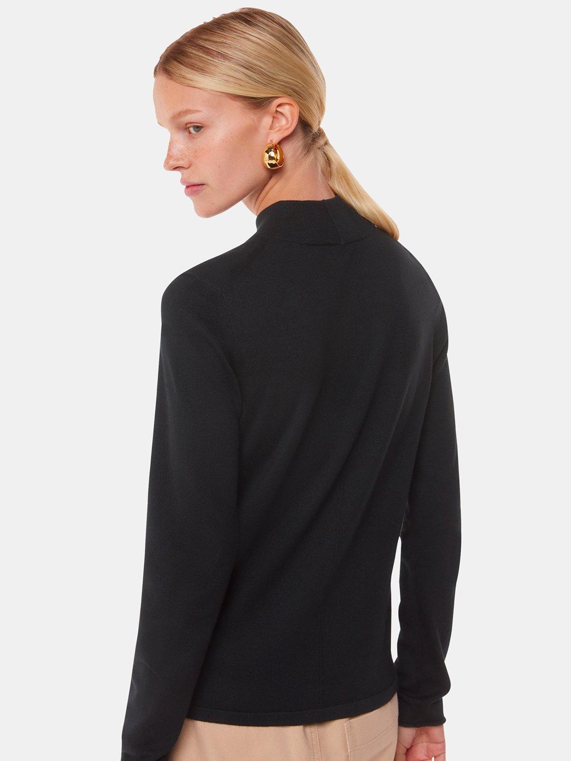 Product image 2 of 5, which shows Whistles Mira Funnel Neck Jumper, Black, 6