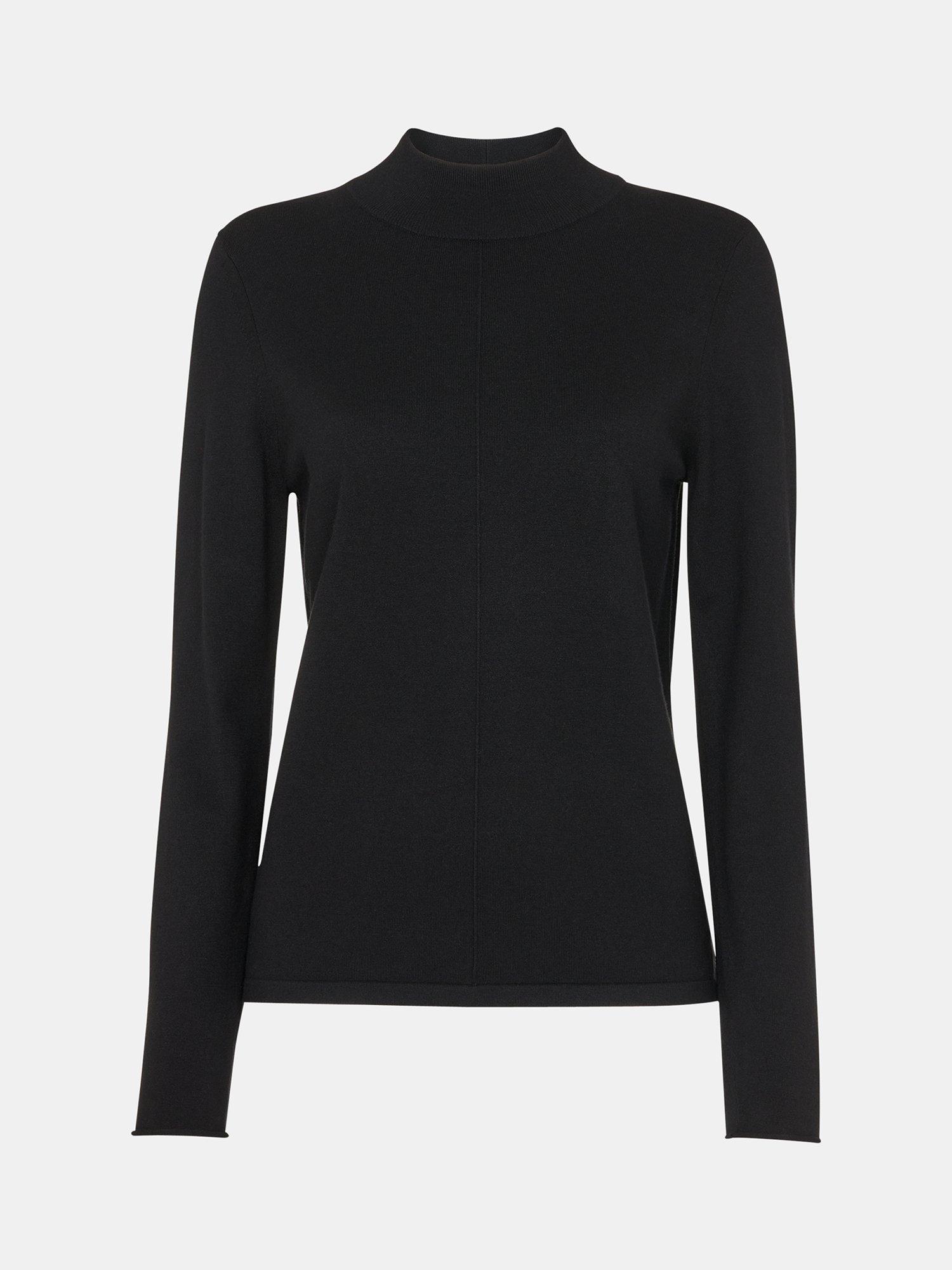 Product image 5 of 5, which shows Whistles Mira Funnel Neck Jumper, Black, 6